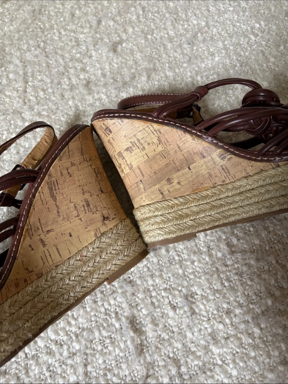 🍂 MIA WOMENS SIZE 8.5 BROWN WEDGED PLATFORM SANDAL